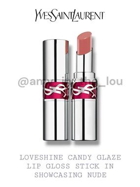 YSL Loveshine Candy Glaze Lip Gloss Stick in Showcasing Nude